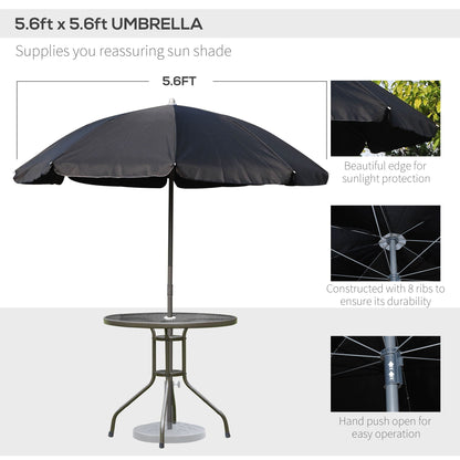 Outsunny - Patio Dining Set With Table Umbrella, Folding Chairs And Dining Table