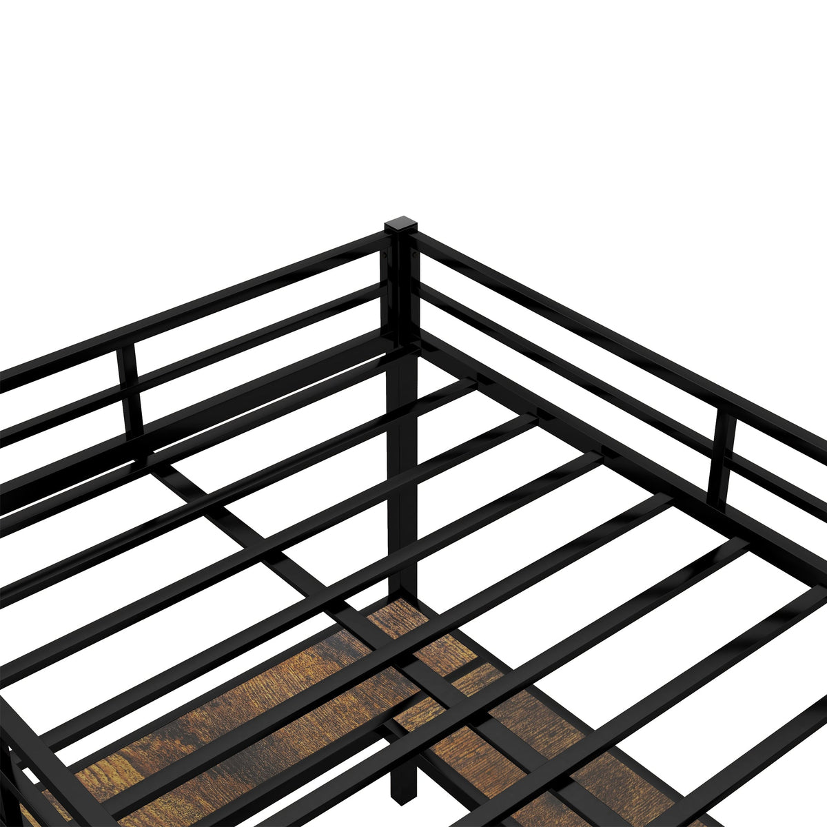 Full metal loft bed with desk and shelf, loft bed with ladder and guardrail