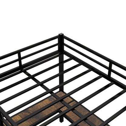 Full metal loft bed with desk and shelf, loft bed with ladder and guardrail