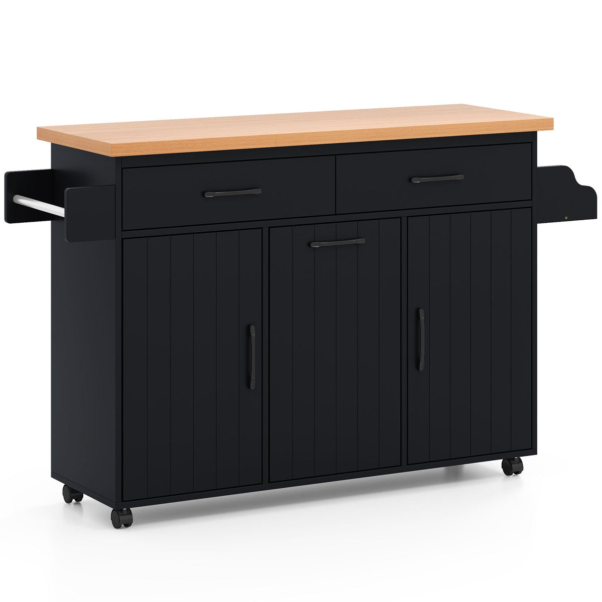 Mobile Kitchen Island Table with Trash Bag Storage for Dining Room