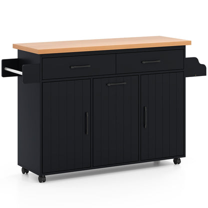 Mobile Kitchen Island Table with Trash Bag Storage for Dining Room