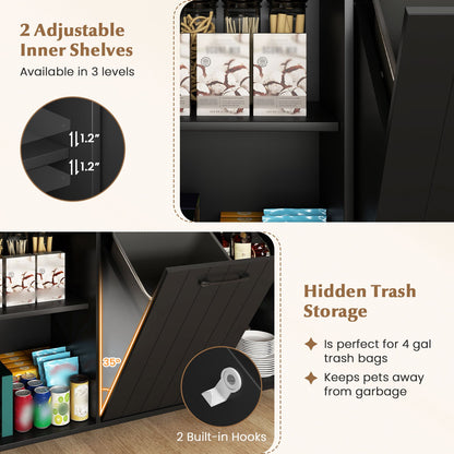 Mobile Kitchen Island Table with Trash Bag Storage for Dining Room