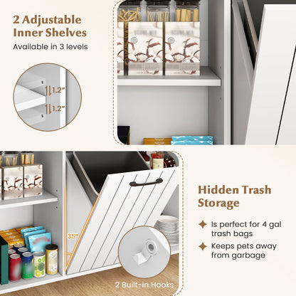 Mobile Kitchen Island Table with Trash Bag Storage for Dining Room