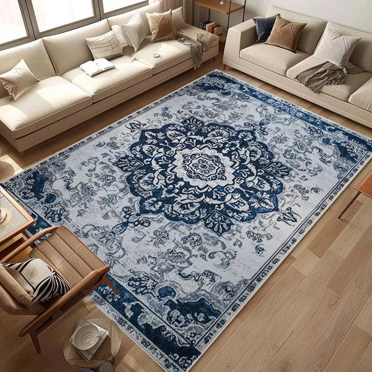 VIKAMA Bohemian Region Area Carpet Vintage Living Room Bedroom Floor Mat Anti-Slip Door Mat Dining Room Office Home Decoration