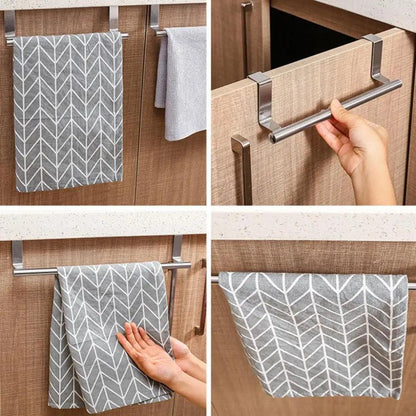 Towel Rack Over Door Towel Bar Hanging Holder Stainless Steel Bathroom Kitchen Cabinet