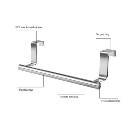 Towel Rack Over Door Towel Bar Hanging Holder Stainless Steel Bathroom Kitchen Cabinet