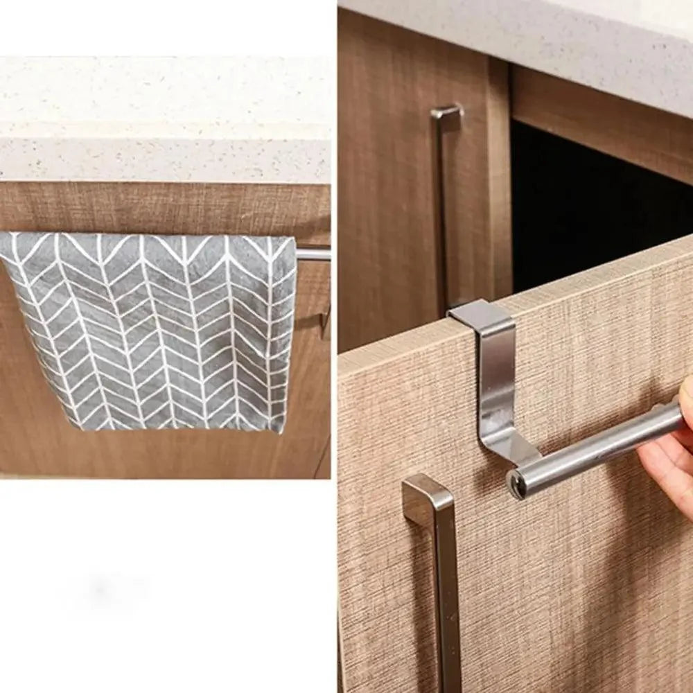 Towel Rack Over Door Towel Bar Hanging Holder Stainless Steel Bathroom Kitchen Cabinet